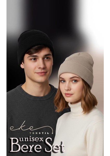 Unisex Katlamalı TAŞ,SİYAH 2'Lİ Bere Seti EKEBERESETİ2LİYENİ indirimleri