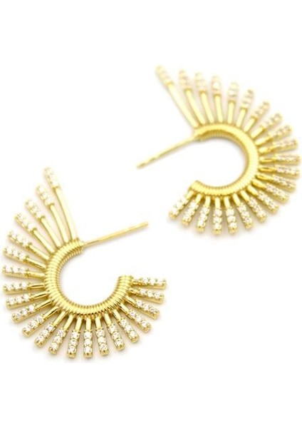 Taşlı Küpe - 14K Altın