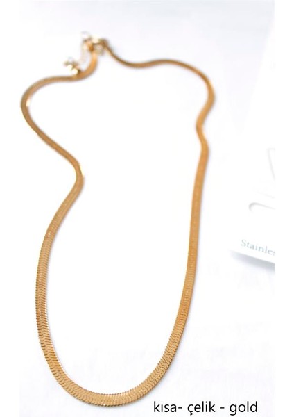 Kısa Italyan Çelik Kolye-45 cm - Altın fiyatları