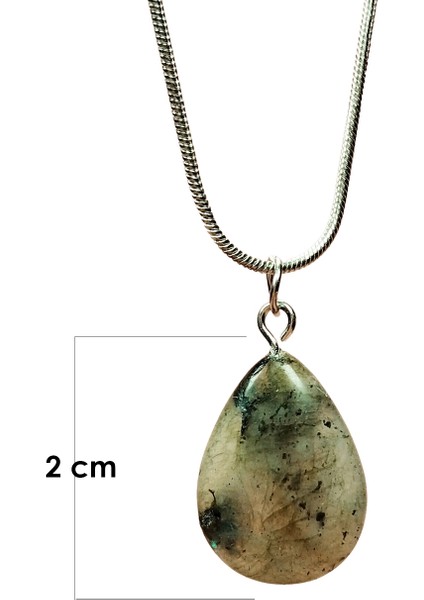 Labradorit Doğal Taşı Zincirli El Yapımı Kolye Uç: 2 cm Zincir: 20 cm Kutulu fiyatları