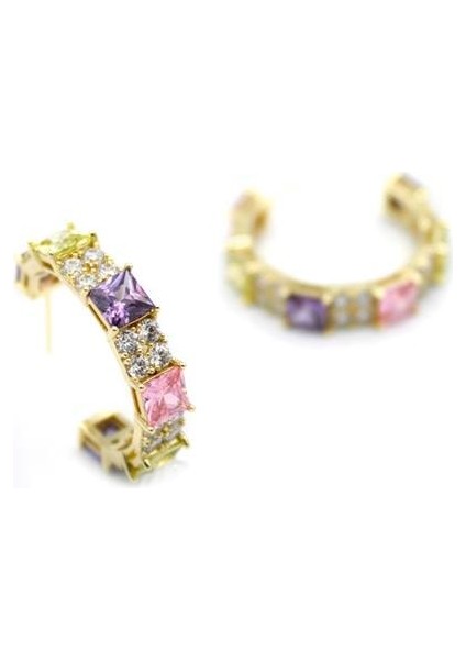 Taşlı Küpe - Altın