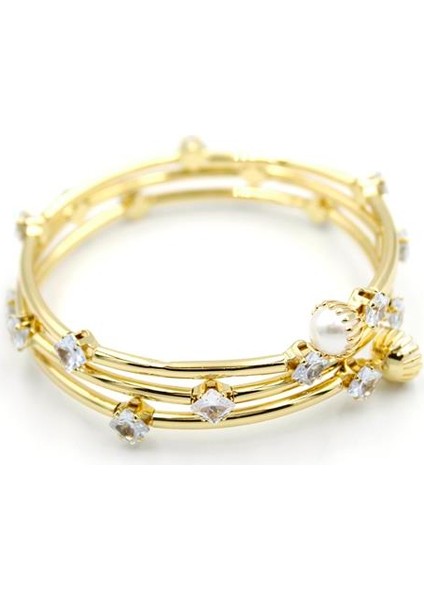 Taşlı Sarmal Bilezik - Altın