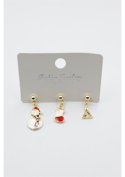 Yeni Yıl Temalı Küpe - Altın