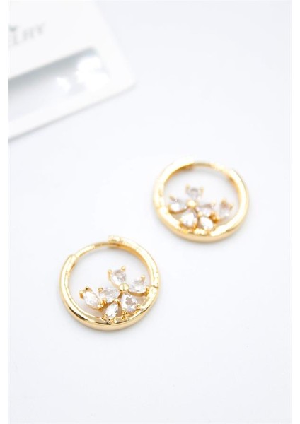 Taşlı Çiçek Küpe - Altın fiyatları