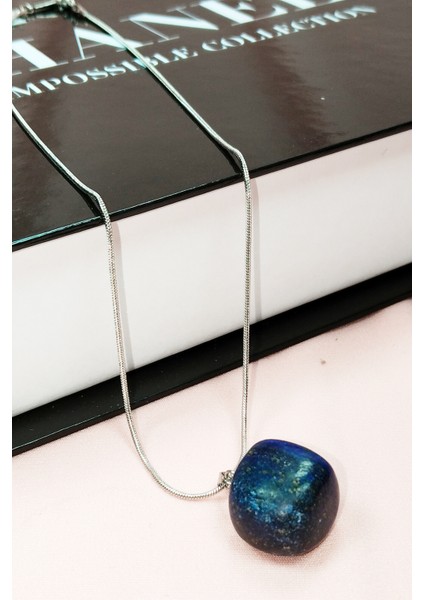 Lapis Lazuri Doğal Taşı Zincirli El Yapımı Kolye Uç: 2 cm Zincir: 20 cm Kutulu modelleri