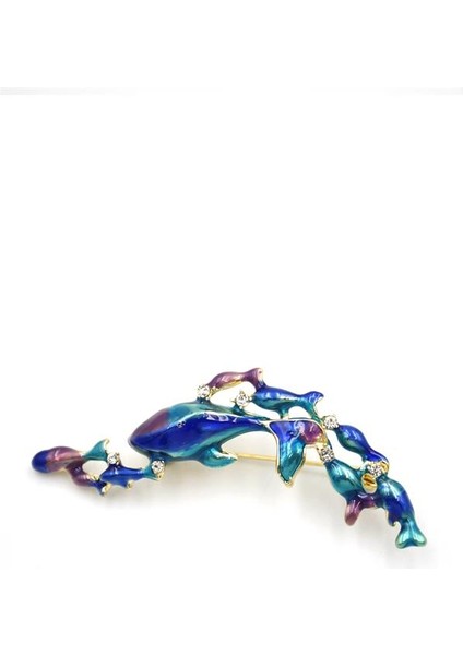 Balina Sürüsü Broş - Mavi