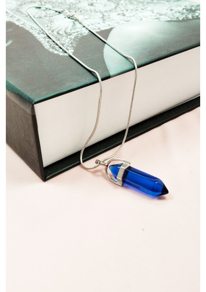 Safir Doğal Taşı Zincirli El Yapımı Tasarımlı Kolye Uç: 3,5 cm Zincir: 20 cm Kutulu modelleri