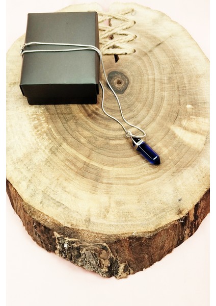 Safir Doğal Taşı Zincirli El Yapımı Tasarımlı Kolye Uç: 3,5 cm Zincir: 20 cm Kutulu fırsatları