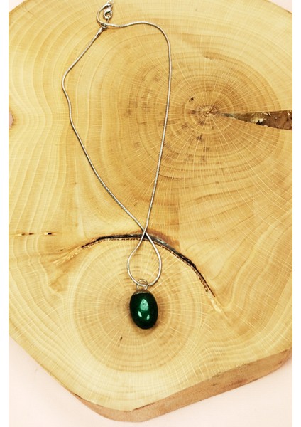 Aventurin Doğal Taşı Zincirli El Yapımı Kolye Uç: 2 cm Zincir: 20 cm Kutulu