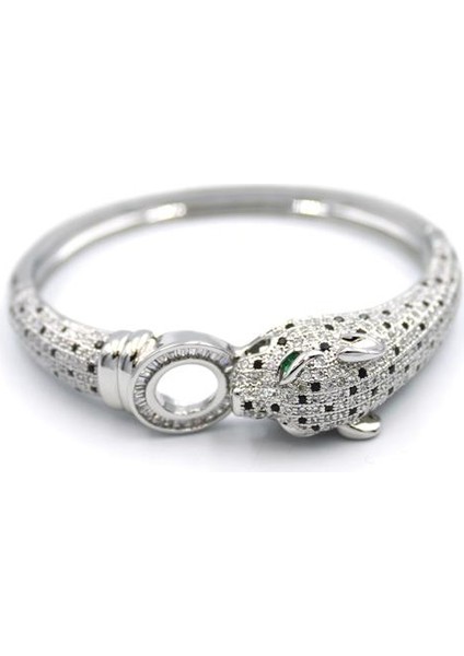 Zirkon Leopar Bilezik - Gümüş