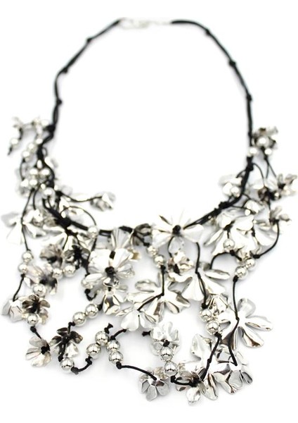 Metal Çiçek Kolye - Gümüş fiyatları