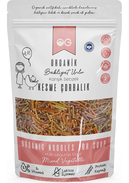 Organik Karışık Sebzeli Bakliyat Unlu Kesme Çorbalık 200Gr +8 Ay