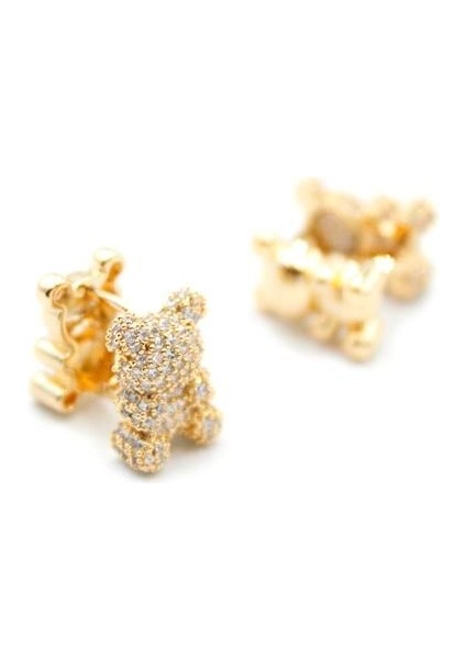 Taşlı Ayıcık Küpe - Altın