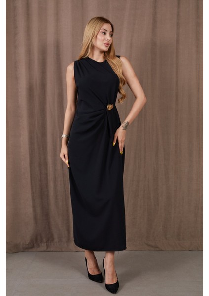 Kadın Kalın Askılı Yırtmaçlı Linda Kumaş Elbise fırsatları