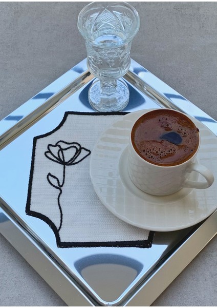 Simli Özel Tasarım Kahve Sunum Peçetesi , Kahve Yanı Sunumluk 6'lı Set Peçete fiyatları