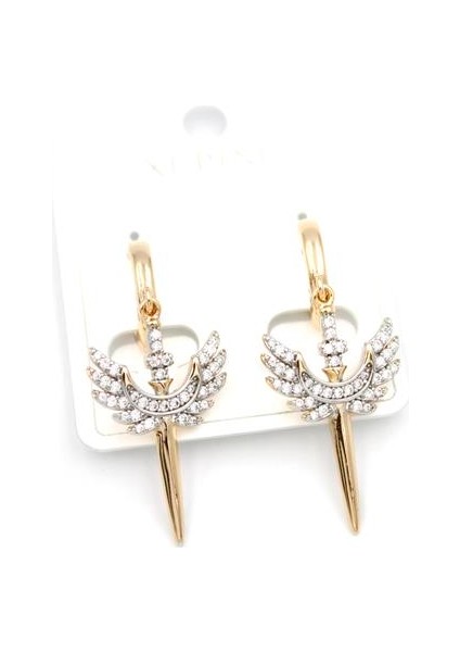 Melek Kanadı Halka Küpe - Altın