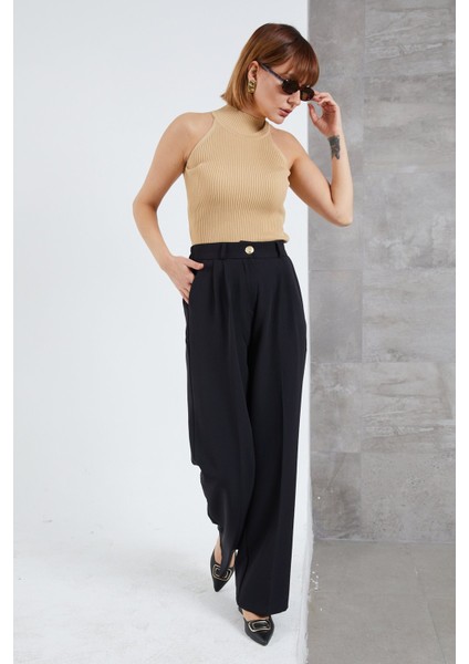 Kadın Beli Lastikli Pzzo Pantolon