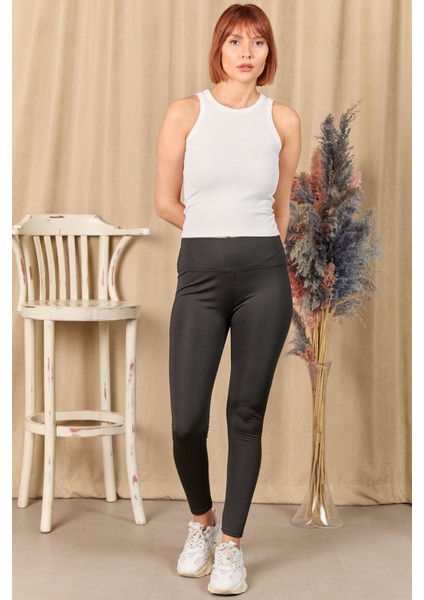 Kadın Yüksek Bel Şardonlu Tayt