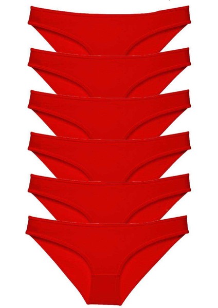 6 Adet Süper Eko Set Likralı Kadın Slip Külot Kırmızı