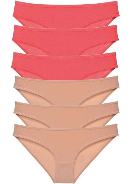 6 Adet Süper Eko Set Likralı Kadın Slip Külot Fuşya Ten