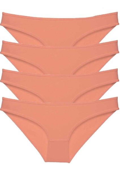4 Adet Süper Eko Set Likralı Kadın Slip Külot Pudra