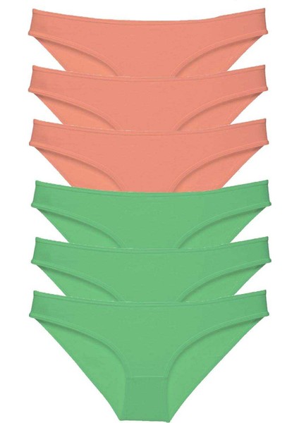 6 Adet Eko Set Likralı Kadın Slip Külot Pudra Fuşya