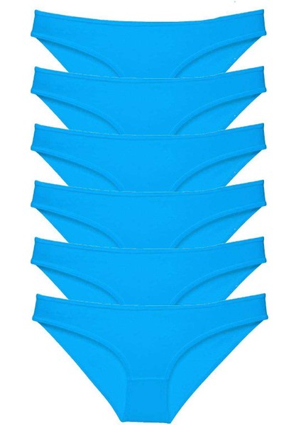 6 Adet Süper Eko Set Likralı Kadın Slip Külot Mavi