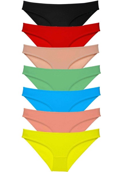7 Adet Süper Eko Set Likralı Kadın Slip Külot Çok Renkli
