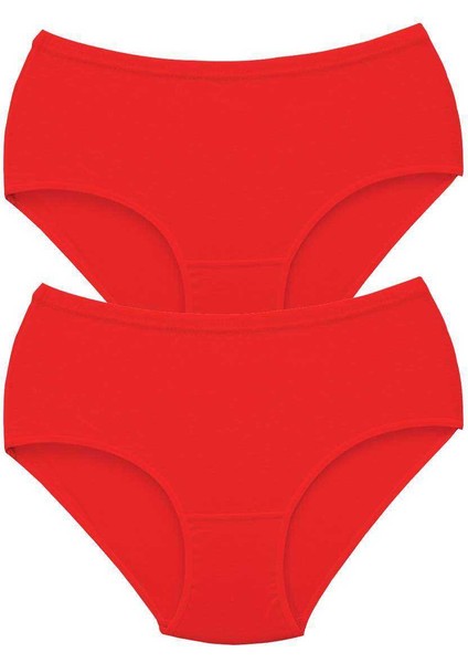 2 Adet Tutku Kadın Yüksek Bel Bato Kalın Lastik Külot Kırmızı