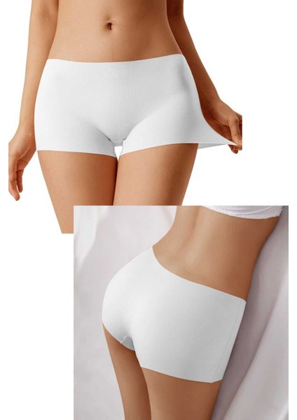 3 Adet Kadın Dikişsiz Görünmez Iz Yapmaz Mini Şort Boxer Beyaz fırsatları