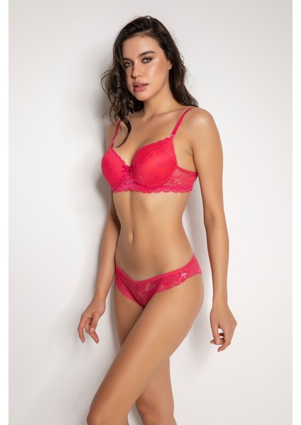 Fuşya Destekli Slip Külotlu Dantelli Sütyen Takımı 4007 fırsatları