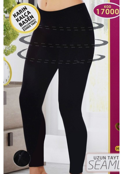 Korseli Dikişsiz Iz Yapmaz Bayan Uzun Tayt 17000 Siyah