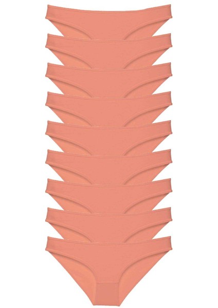 9 Adet Süper Eko Set Likralı Kadın Slip Külot Pudra