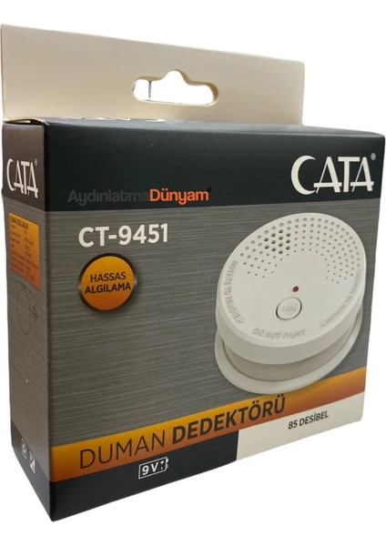 Ct-9451 Pilli Duman Dedektörü Kablosuz Yangın Alarm Sensörü