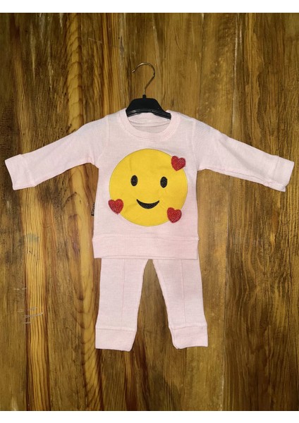 3-12 Aylık Emoji Detalı Takım Pembe