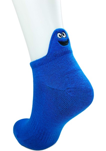 6 Çift Emoji Desen Nakış Baskılı Kadın Pamuklu Bilek Çorap