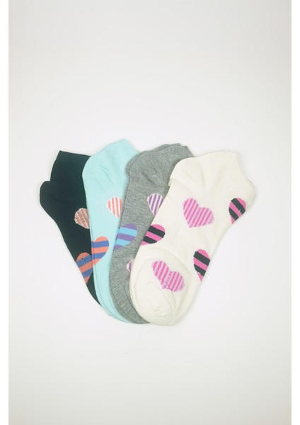 Kadın Bilek Çorap Yazlık Pamuklu Yumuşak Kalp Desen 4 Çift fiyatları