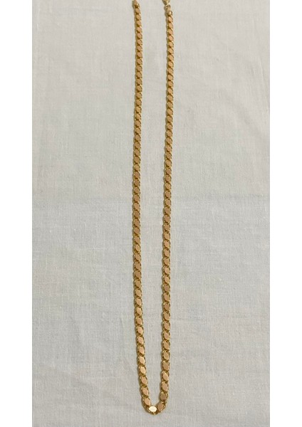 14 Ayar Altın 5 mm Rose Pullu Zincir 60 cm