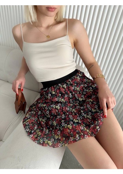 Baskılı Astarlı Mini Etek modelleri