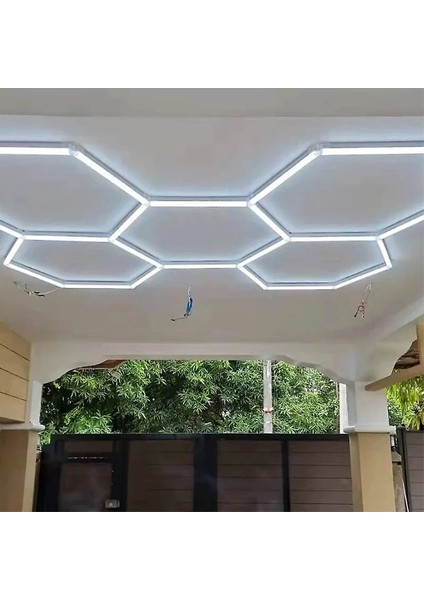 CT-9082 Anzer 240W LED Lineer Hexagon Showroom Armatür Beyaz Işık 6400K Dekoratif Tavan Aydınlatma