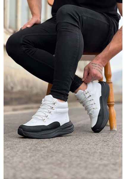 Kömür Beyaz Yüksek Taban Yarım Bilek Bot modelleri