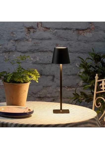 CT-8437 LED Dekoratif Şarjlı Masa Üstü Lambası Dokunmatik 3 Farklı Renk Ayarı Lamba Siyah