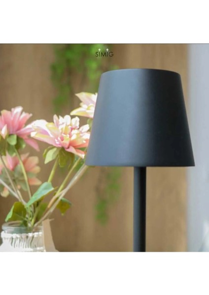 CT-8437 LED Dekoratif Şarjlı Masa Üstü Lambası Dokunmatik 3 Farklı Renk Ayarı Lamba Siyah