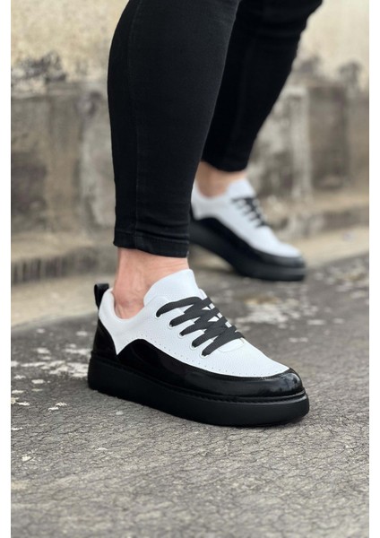 Kömür Beyaz Rugan Ortopedik Taban Erkek Casual Ayakkabı fiyatları