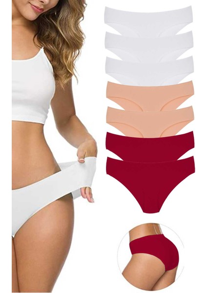 7 Adet Kadın Dikişsiz Lazer Kesim Esnek Iz Yapmayan Külot S10