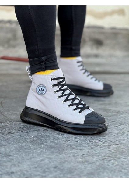 Gri Siyah Erkek Yarım Bilek Casual Ayakkabı
