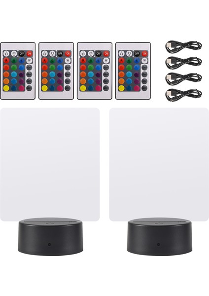 3D Gece LED Işık Lamba Tabanı 4 Berrak Akrilik Levhalı 4 Uzaktan Kumanda, Çocuk Odası Çubuğu Için 16 Renk Ayarlanabilir (Yurt Dışından)