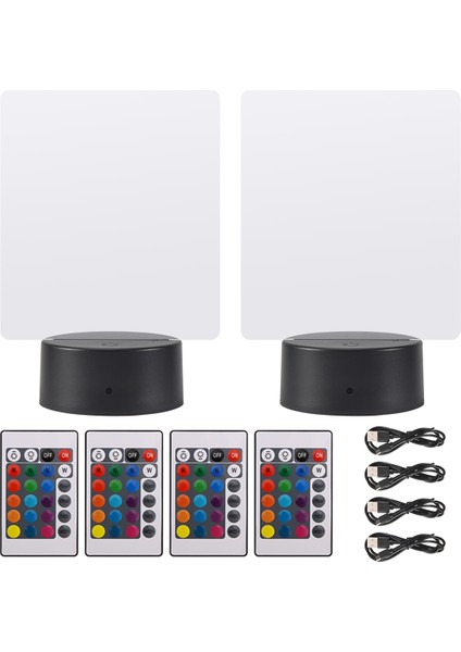 3D Gece LED Işık Lamba Tabanı 4 Berrak Akrilik Levhalı 4 Uzaktan Kumanda, Çocuk Odası Çubuğu Için 16 Renk Ayarlanabilir (Yurt Dışından) modelleri