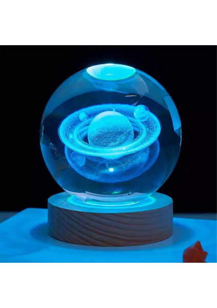 Sevgililer Günü Hediyesi Galaxy Kristal Top Lambası 3D Planet Moon Lamba USB LED Gece Işığı, D (Yurt Dışından) fırsatları