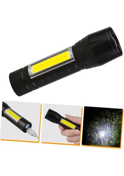 Ct-8024 Flaşlı Polis Cep Led El Feneri Taşınabilir Şarjlı Usb-C 3 Fonksiyonlu Işık Lamba